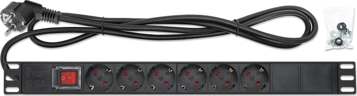 Intellinet 19" Steckdosenleiste, 1HE, 6-fach, 250V, 2m (714914) – Bild 5 von 7