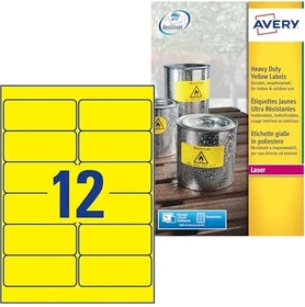 Avery-Zweckform Folienetiketten, 99.1x42.3mm, wetterfest, gelb, 20 Blatt (240 Etiketten)