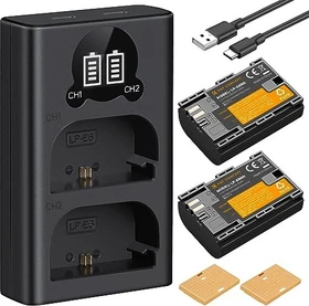 K&F Concept LP-E6NH Dual-Slot-Schnellladegerät mit 2 Akkus