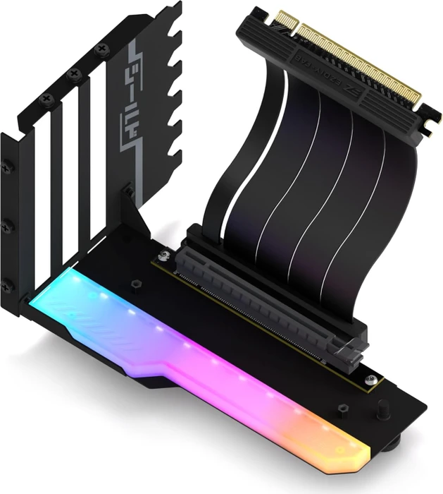 EZDIY-FAB Vertical GPU Mount, Riser Card Cable, mit vertikaler Grafikkarten-Halterung, ARGB, gewinkelt, PCIe 4.0, 115mm, schwarz