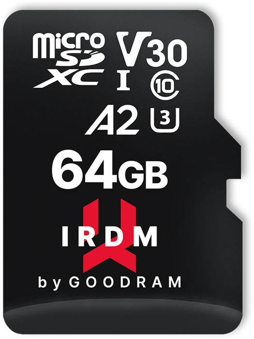 goodram M2AA IRDM MICROCARD R170/W120 64GB Kit, UHS-I U3, A2, Class 10