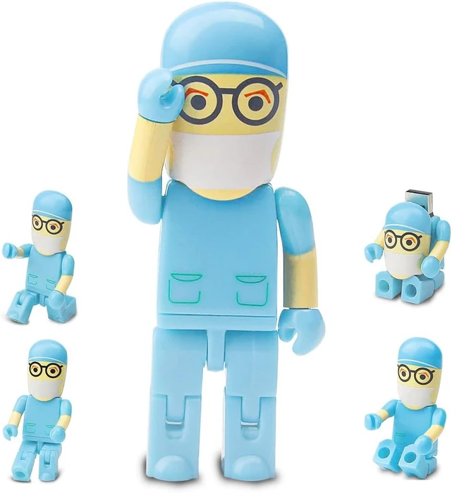 Diverse USB-Sticks Cartoon Arzt mit Mundschutz 8GB blau, USB-A, USB 2.0