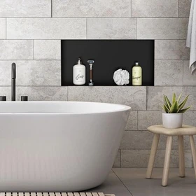 LuxeBath Duschnische 30x60cm Unterputz edelstahl schwarz