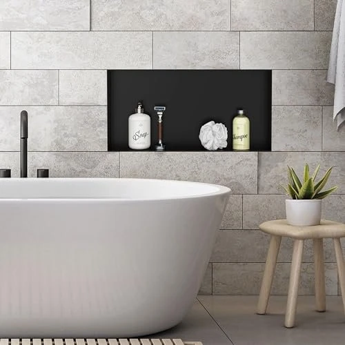 LuxeBath Duschnische 30x60cm Unterputz edelstahl schwarz