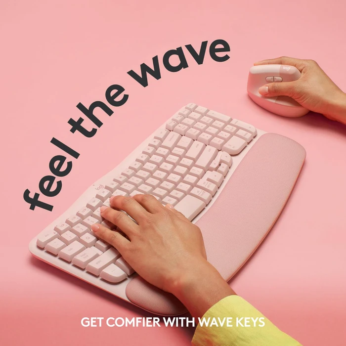 Logitech Wave Keys, Rose, Logi Bolt, USB/Bluetooth, US