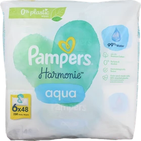 Pampers Harmonie Aqua Feuchttücher, 288 Stück (6x 48 Stück)