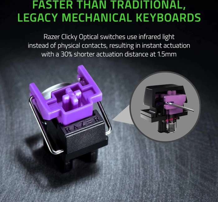 Razer Huntsman Mini, Razer Linear Optical PURPLE, Black, Razer Clicky Optical PURPLE, USB, IT