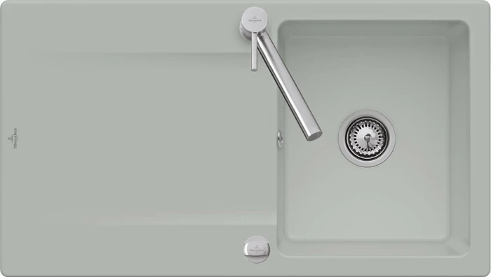 Villeroy & Boch Siluet 50 Einbau Becken reversibel mit Ablauffernbedienung fossil