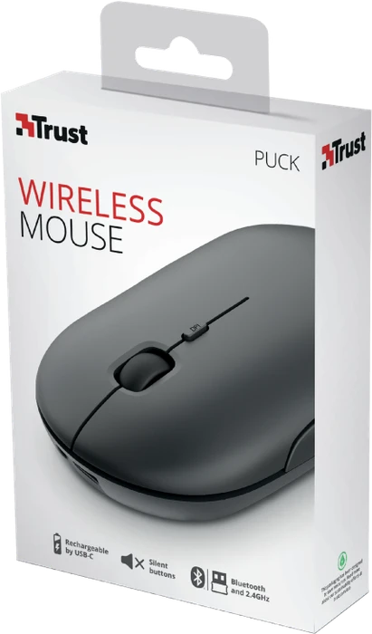 Trust Puck Wireless Mouse schwarz, USB/Bluetooth
