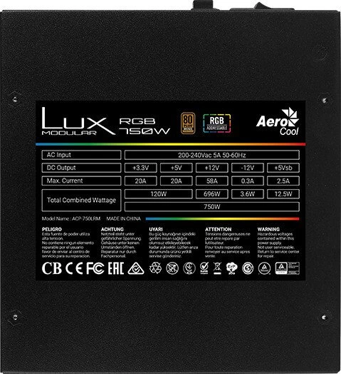 AeroCool Lux RGB Modular 750M 750W, ATX 2.4