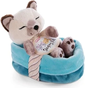 Nici Sleeping Pets Siamkatze im blau-türkisen Körbchen 12cm