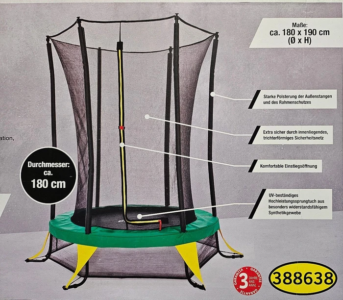 Crivit Kinder-Trampolin mit Sicherheitsnetz 180cm Trampolin