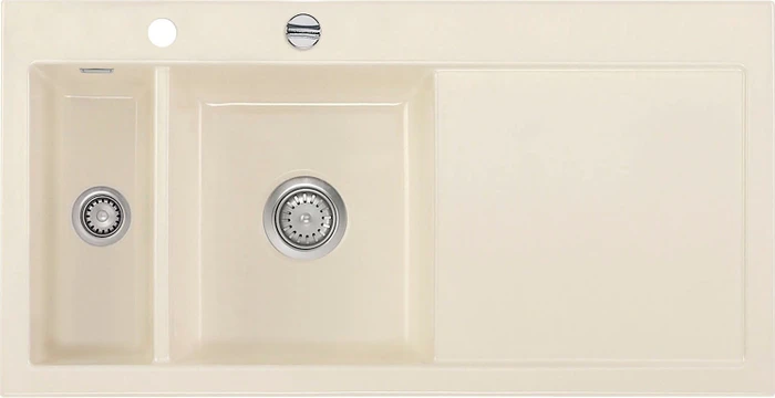 systemceram Mera 100 F Einbau Becken links mit Ablauffernbedienung magnolie