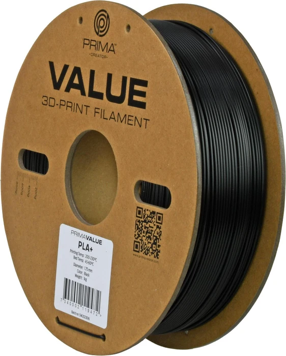 PrimaCreator PrimaValue PLA+, black, Spule, 1.75mm, 1.00kg