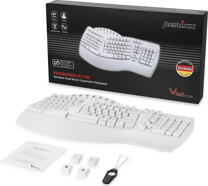 Perixx Periboard-612W, weiß, USB/Bluetooth, DE
