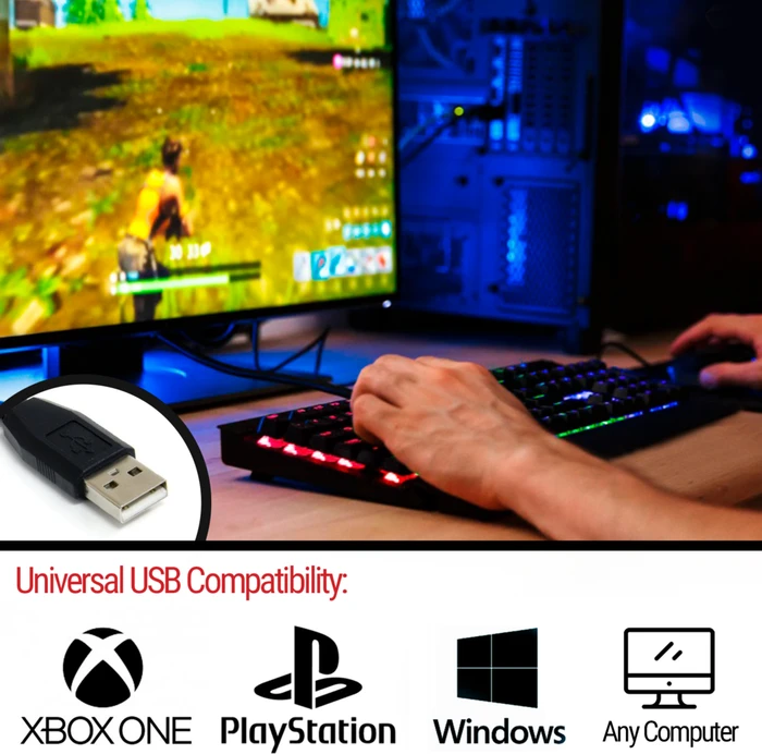Orzly RX250 4in1 PC Gaming Essential Pack, Tastatur, Headset, Maus und Mousepad, USB, UK