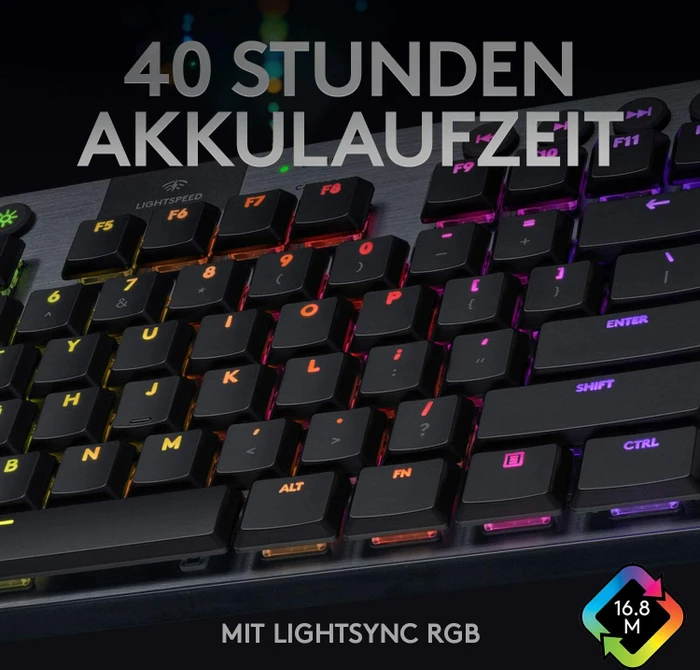 Logitech G915 TKL Carbon, LEDs RGB, schwarz, GL Tactile, USB/Bluetooth, DE