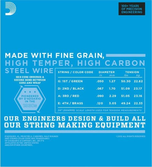 D'Addario XL Nickel Wound Bass Balanced Tension Medium, Long Scale