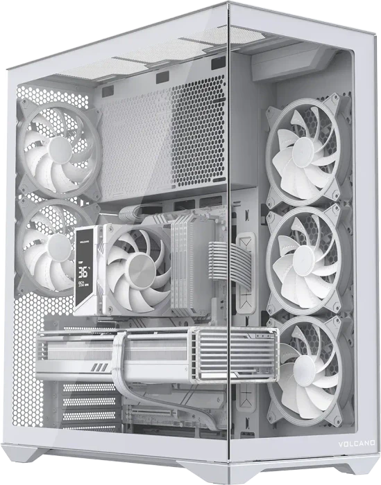 Modecom Volcano Space XL ARGB 5F White, weiß, Glasfenster