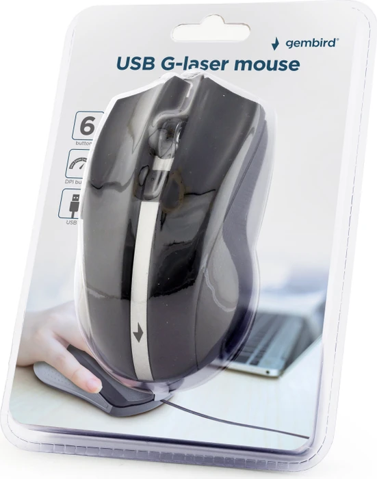 Gembird G-Laser Mouse GU-02 schwarz, USB