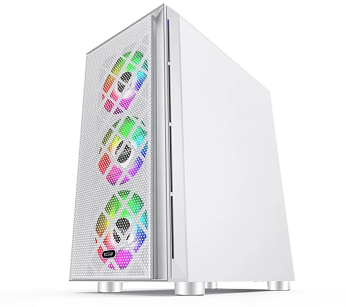 PCCooler Platinum MM200W Mesh, weiß, inkl. Lüfter, Glasfenster