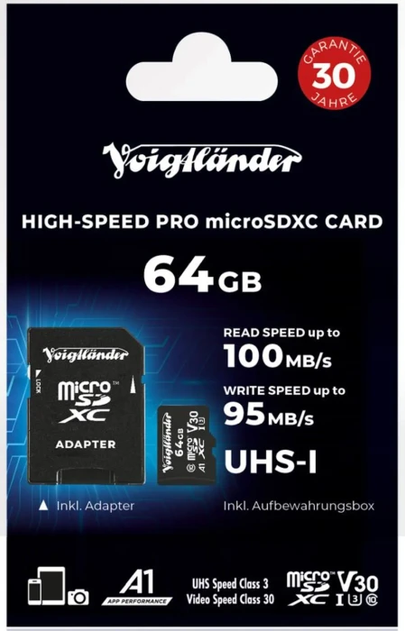 Voigtländer High-Speed PRO R100/W95 64GB Kit, UHS-I U3, Class 10
