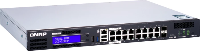 QNAP QGD-1600 Dual-System VM-Host & NAS Rackmount Gigabit Managed Switch, 16x RJ-45, 2x RJ-45/SFP, 370W PoE++