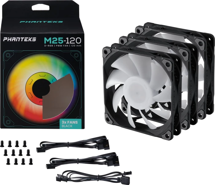 Phanteks M25-120 PWM D-RGB, schwarz, 120mm, 3er-Pack