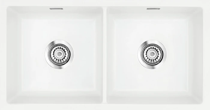 systemceram Mera Twin F/o Einbau Doppelspüle polar