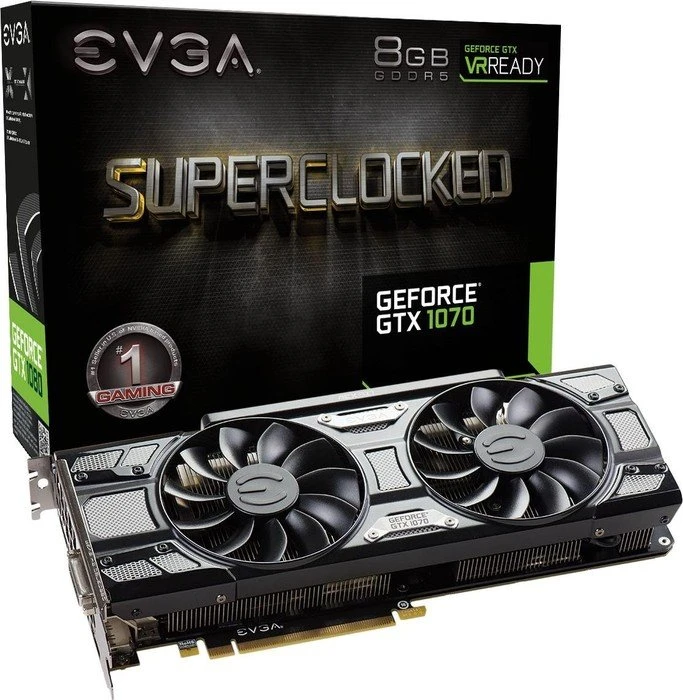 EVGA GeForce GTX 1070 SC Gaming ACX 3.0 Black Edition, 8GB GDDR5, DVI, HDMI, 3x DP