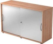 Hammerbacher Schiebetürenschrank 2OH V1752S, Bogengriff Metall, nussbaum/silber, Aktenschrank
