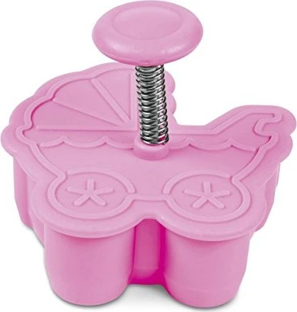 Städter Präge-Ausstecher mit Auswerfer Kinderwagen 5cm rosa