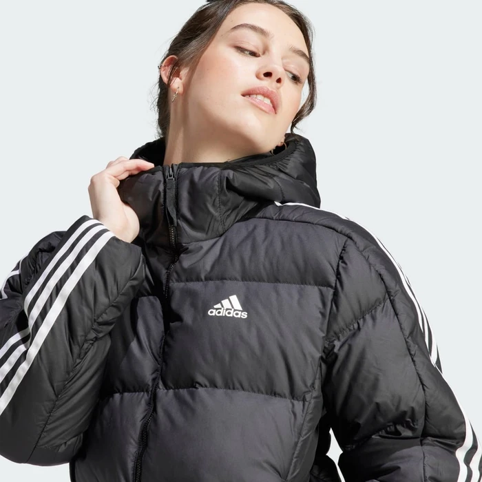 adidas Essentials 3-Streifen Mid Hooded Jacke schwarz (Damen)