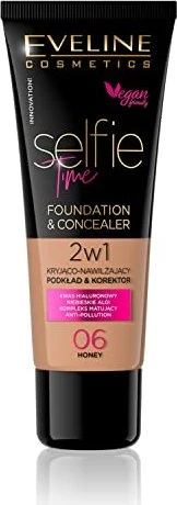 Eveline Cosmetics Selfie Time 2in1 Make-Up Foundation & Concealer 06 honey, 30ml