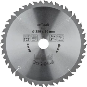 Wolfcraft Serie Braun Kreissägeblatt 24Z, 250x3.2x30mm, 1 Stück