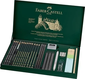 Faber-Castell Pitt Graphite Matt Bleistift sortiert, Metalletui, Radierer, Anspitzer, 1 Papierwischer, 26er-Set