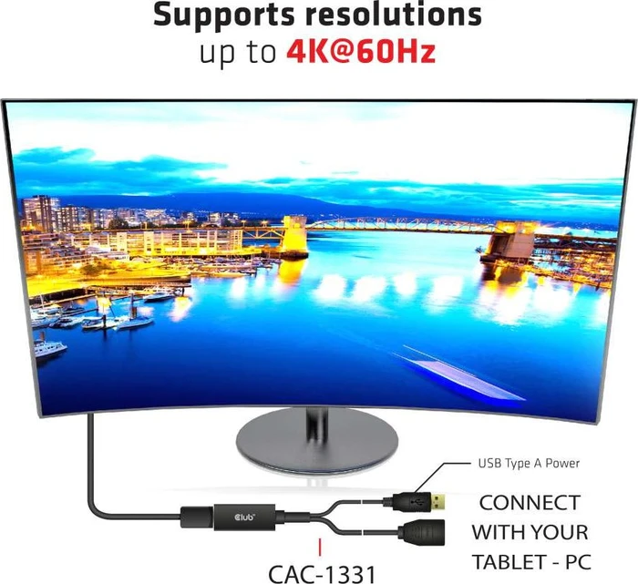 Club 3D aktiver Adapter HDMI [Stecker] auf DisplayPort 1.2a [Buchse], 25cm