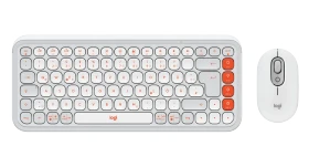 Logitech POP Icon Combo, Off-White & Orange, Logi Bolt, USB/Bluetooth, DE