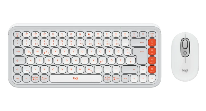 Logitech POP Icon Combo, Off-White & Orange, Logi Bolt, USB/Bluetooth, DE