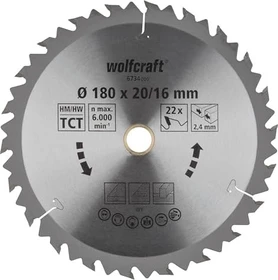 Wolfcraft Serie Braun Kreissägeblatt 22Z, 180x2.4x20mm, 1 Stück