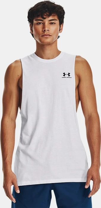 Under Armour Left Chest Cut-Off Funktionsshirt ärmellos weiß/schwarz (Herren)
