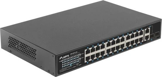 Lanberg RSFE Rackmount Switch, 24x RJ-45, 2x RJ-45/SFP, 250W PoE+