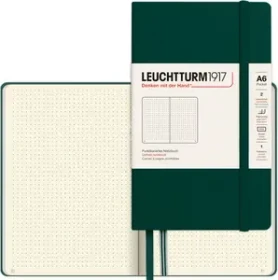 Leuchtturm1917 Pocket Notizbuch, A6, punktiert, Hardcover, waldgrün, 93 Blatt