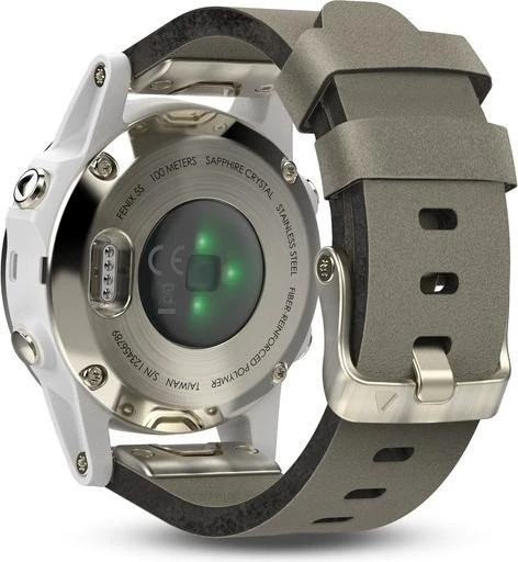 Garmin Fenix 5S Sapphire champagner mit Lederarmband