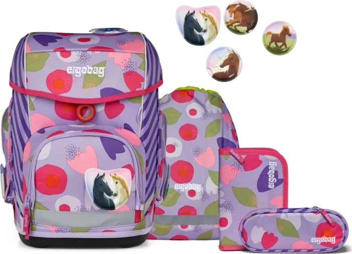Ergobag Cubo BlütenzauBär 2025 Schulrucksack-Set, 5-tlg.