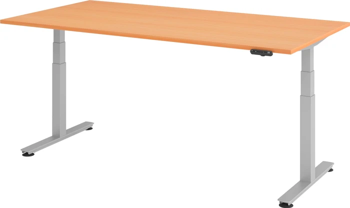 Hammerbacher Ergonomic Aktiv XDSM2E/6/S elektrisch höhenverstellbarer Sitz-Steh-Schreibtisch 200x100cm Buche/silber