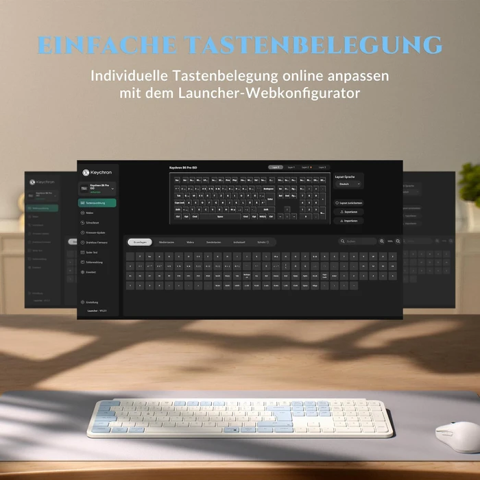 Keychron B6 Pro Ultra-Slim Wireless, Vintageblau, USB/Bluetooth, FR