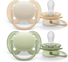 Philips Avent SCF091/05 ultra soft Beruhigungsschnuller, 0-6M, Silikon, gelb/grün, 2 Stück