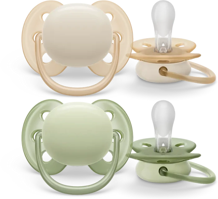 Philips Avent SCF091/05 ultra soft Beruhigungsschnuller, 0-6M, Silikon, gelb/grün, 2 Stück