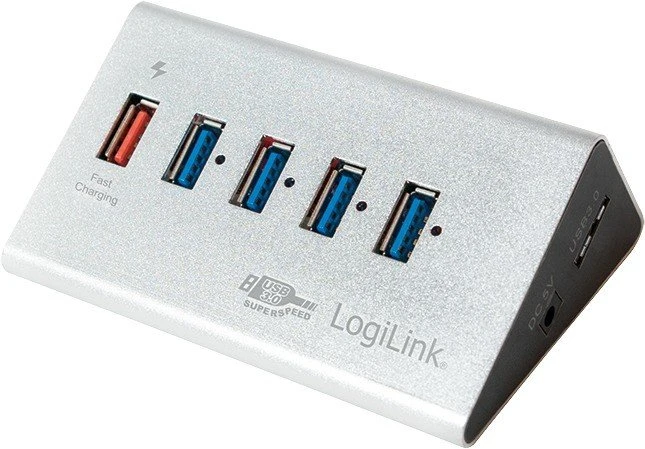 LogiLink Aluminium USB-Hub, 5x USB-A 3.0, USB 3.0 Micro-B [Buchse]